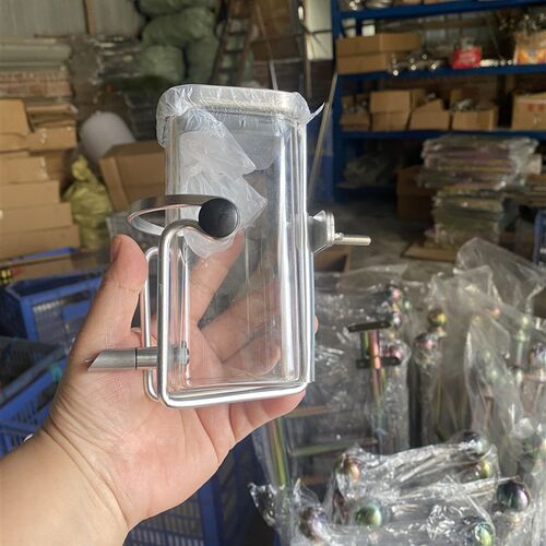 不锈钢水壶架高硼硅玻璃撞针水壶鹦鹉自动饮水器喂水器