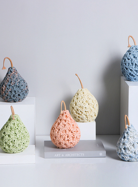 现代简约多色陶瓷梨子水果摆件创意样板间客厅电视柜软装饰品摆设