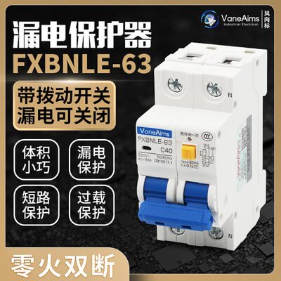 小型漏电保护器2P63A32a空气开关断路器DZ47电闸家用两位空开漏保