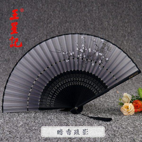 王星记真丝扇子 和风日式丝绸折扇女绢扇中国风古风日式礼品女扇