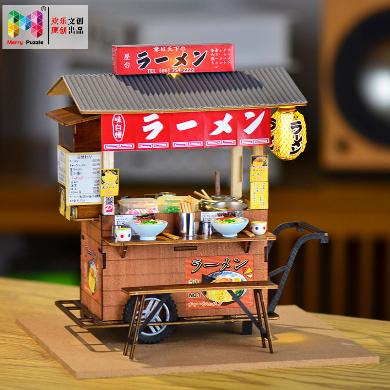 diy小屋手工制作木质食玩场景dollhouse娃娃屋配件日式拉面