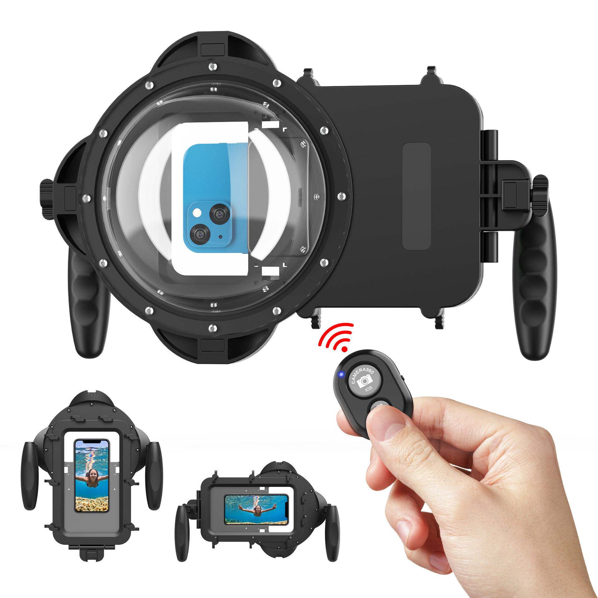 for Gopro7/6潜水运动相机配件hero6/5黑狗水面镜头罩球面分水镜