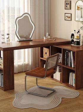 转角书体桌卧室梳妆L台型木拐角电脑桌XMC55438子实可旋转书架书