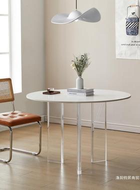 亚力悬餐桌纯CQU浮白圆桌小户型家用饭桌现代奢餐轻桌椅组克合
