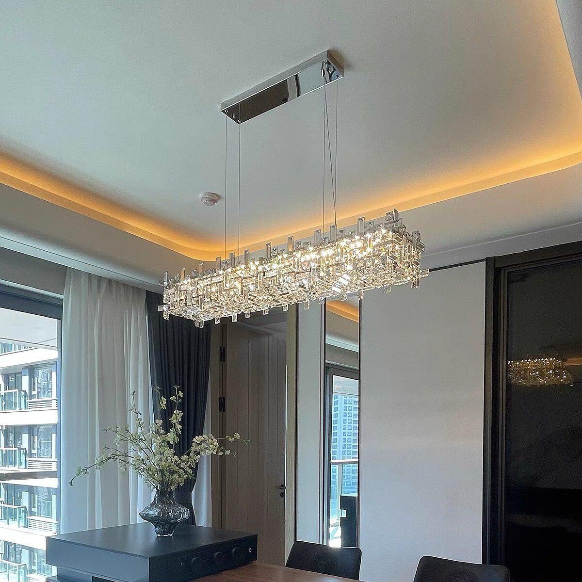 轻奢水晶餐厅吊灯现代简约别墅饭厅餐桌吧台灯高档设计师奢华灯具