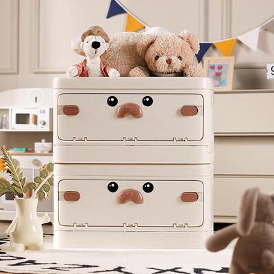 折叠儿童收纳柜玩理具宝收纳箱宝衣服整箱多层叠加大容量可移7512