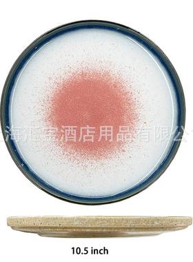 2025款陶食瓷盘0.15寸立边手绘色釉圆盘平UAY底牛排盘菜盘手新绘