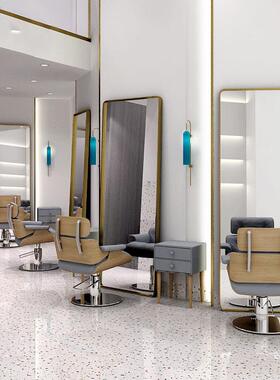 轻奢圆不锈弧钢落AUB框地镜壁挂试衣镜窄边全身镜服装超白显店瘦