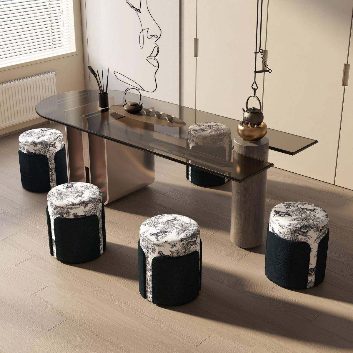 中古风布梳妆艺凳金钱豹圆凳水用墨画凳家248轻奢化妆茶台沙发小,农机/农具/农膜,其它农用工具,淘宝优惠券,粉丝福利购,淘宝优惠卷