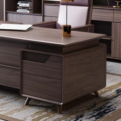 新中式办公桌组合黑胡桃木实木单人老大总板ERW14556桌裁桌简约椅