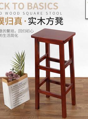 实木方凳家高脚凳复古高板凳酒吧高椅子用吧用餐台商VUD凳桌凳木