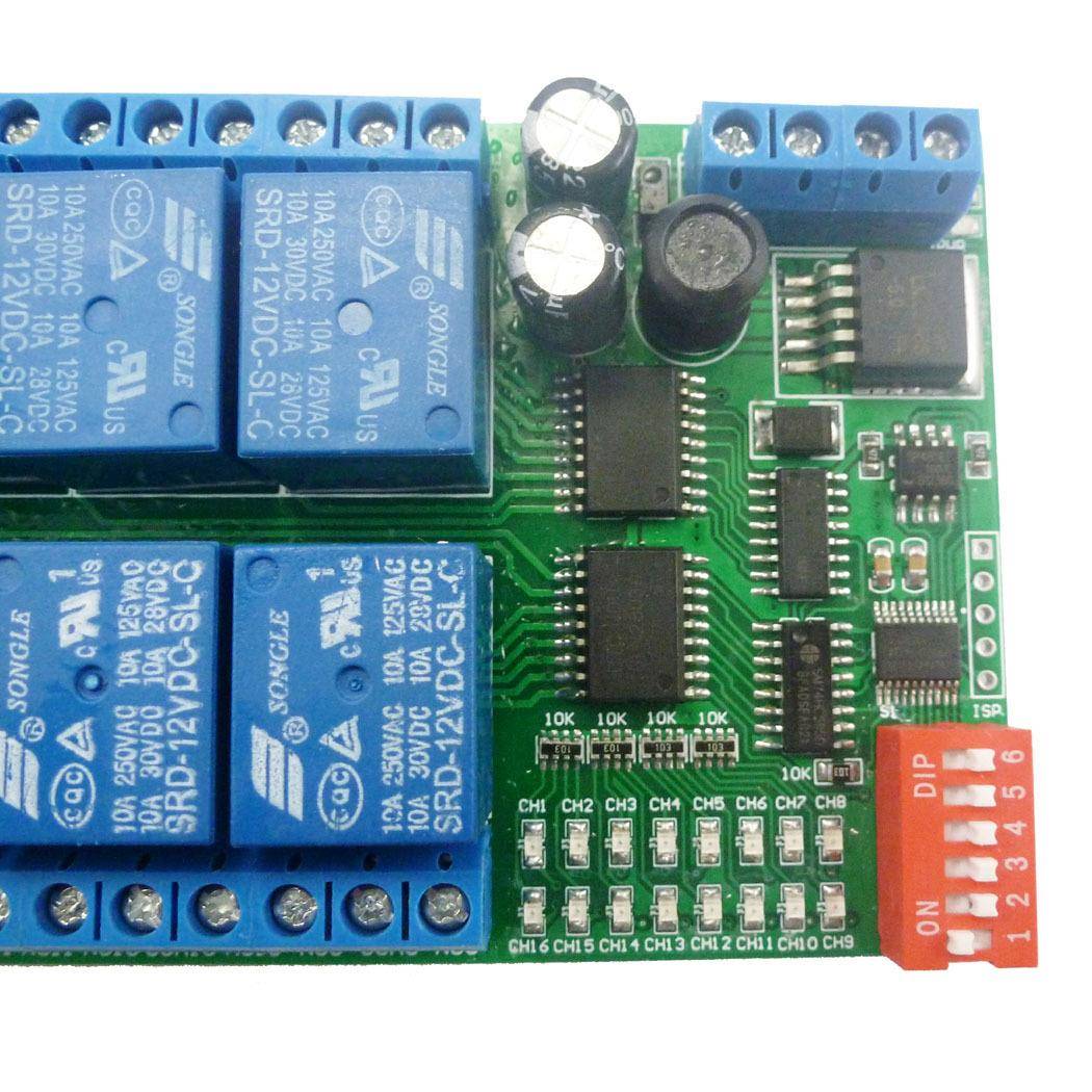 12VC议16通道RS85继电器4ModbusRTU协串口遥控开关PITPL控制板