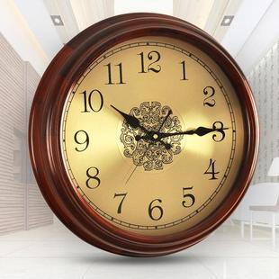 钟?Fh(^l#gb中式实木轻奢挂客厅家时挂墙用时钟表卧室尚静音欧式