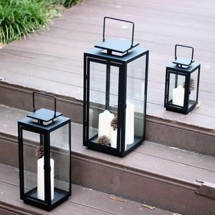 欧简约铁艺防式 风灯烛蜡台XZS摆风件玻璃灯笼婚庆道具手提灯马赵