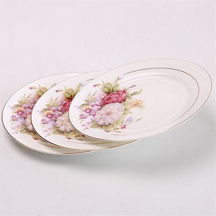 骨瓷餐具6英寸8寸10寸平盘骨碟浅盘子西餐牛排盘陶瓷圆形家用菜盘