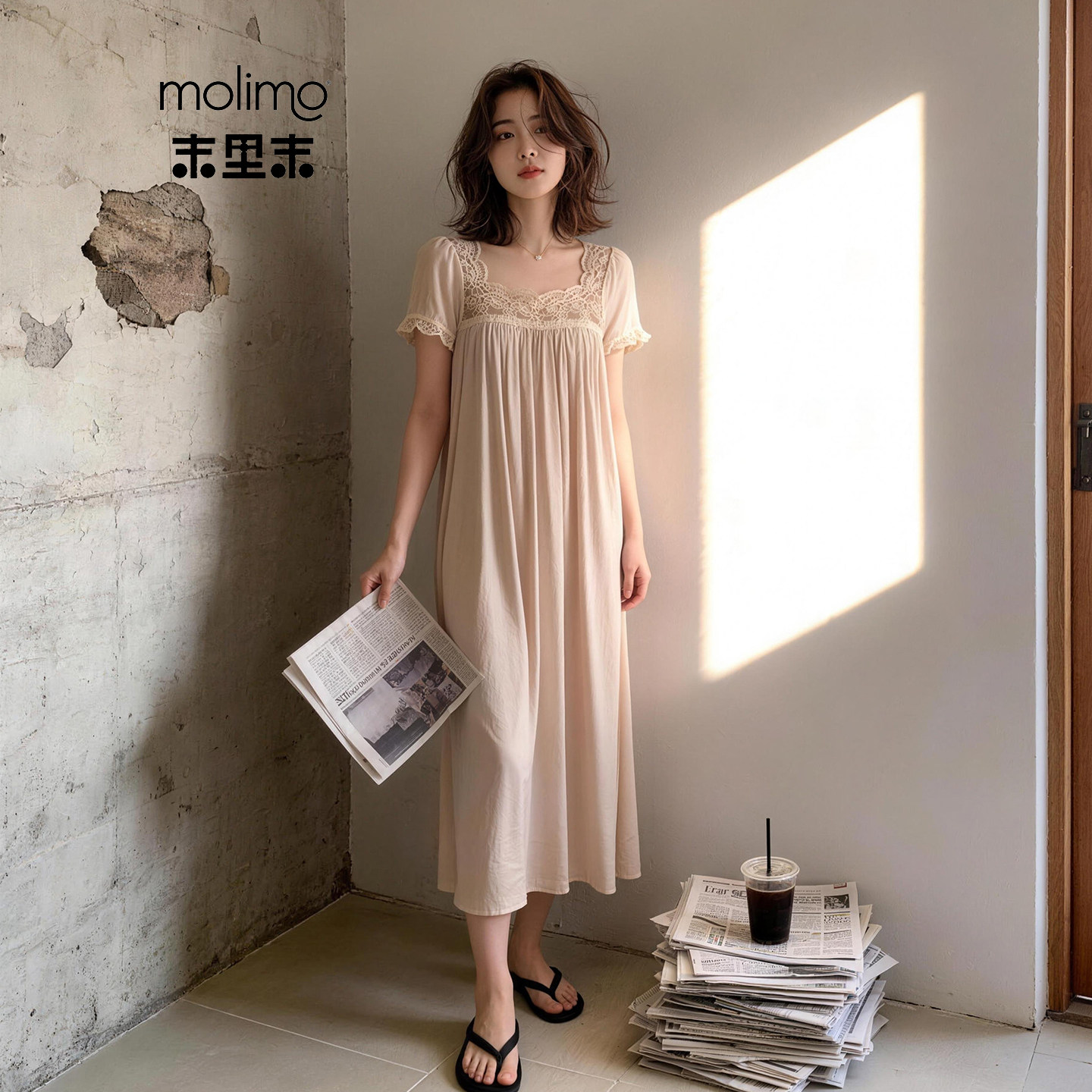 夏季新款凉感型莫代尔短袖蕾丝睡裙女法式宫廷风亲肤透气孕妇睡衣