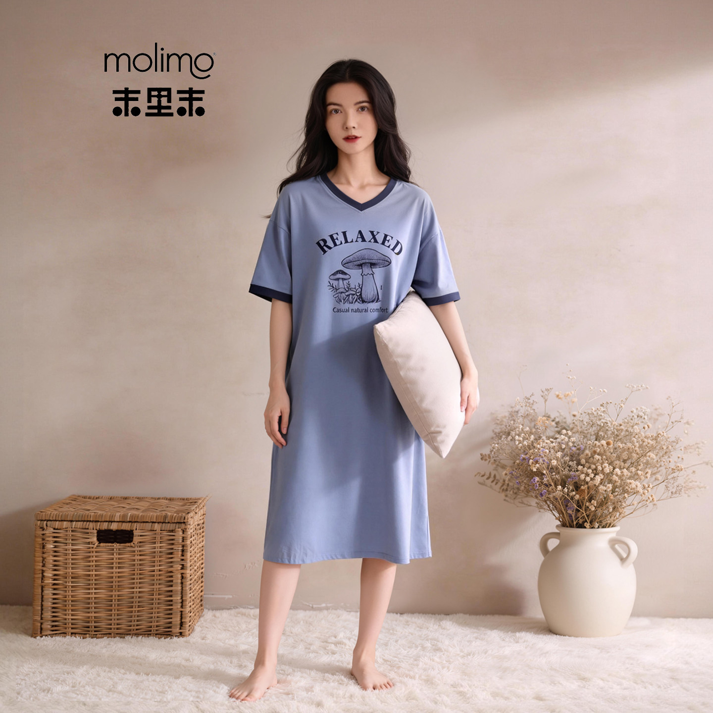 末里末【粉彩风】睡衣女款爆款2026新款高级感睡裙夏季凉感家居服