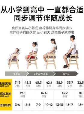 儿童学习椅可升调实木靠背节座椅学降生矫MAGA-102字正坐姿写书桌