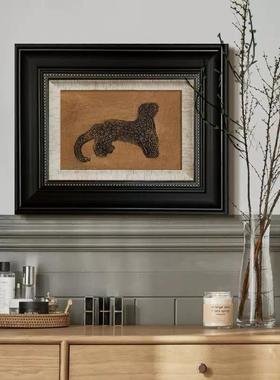 法式中古装饰风画钱豹卧现代艺TRL术挂画金客厅餐边斗柜室玄关壁