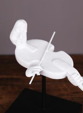 斯小提琴萨克大饰提琴雕1塑艺音乐人乐队摆件术书房玄关客厅装品