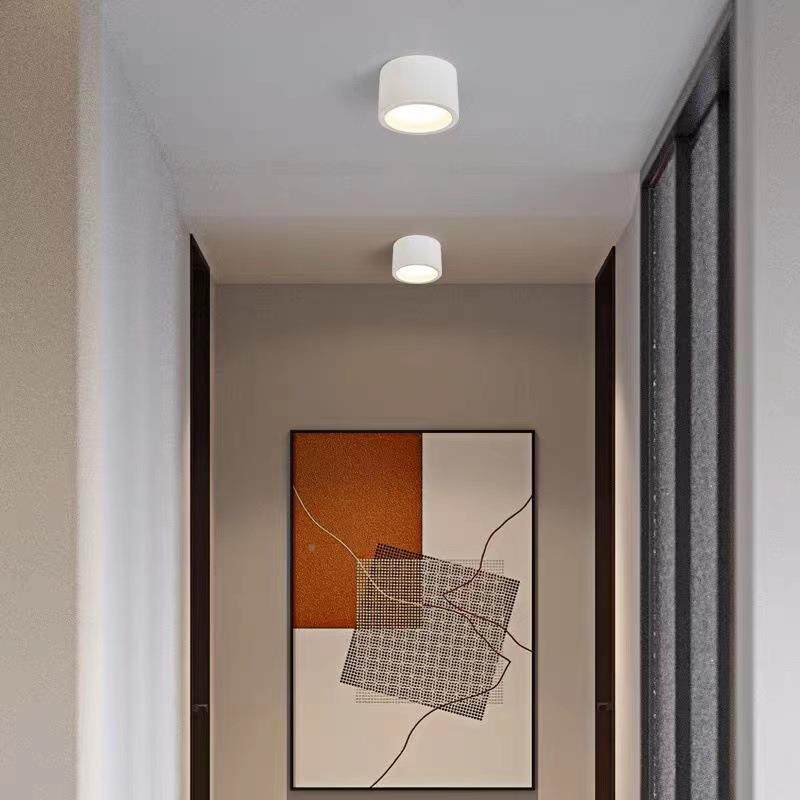 石膏客灯明装天厅主灯形极简圆柱形格栅吸顶KS-SG-BD灯过道走廊明