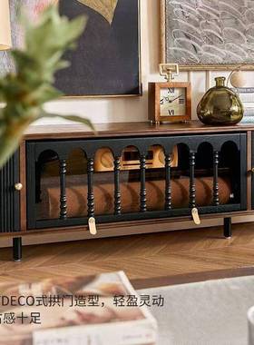储法式实复WWN古茶几电视柜黑色美式小户型客厅物木落柜地古风家