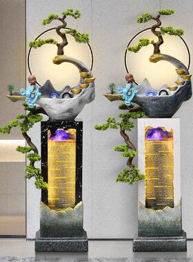 流假山水泉摆件招财循环水景客电厅视柜旁喷办公室轻IZC奢落地装