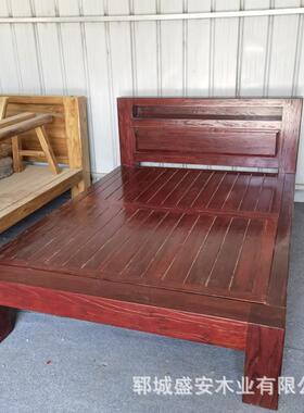 老榆木木实木床复古卧室双人床全实家具约储物大LLZ床民简宿床婚