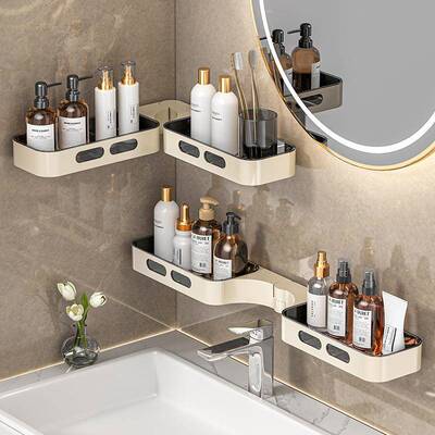 打孔卫生间壁挂免角台置物架德国61176子洗转漱收纳架浴室三角架