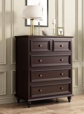 美式实木五靠斗24545柜卧室法式约抽屉柜墙储物简柜尾床收纳柜客