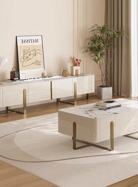 意式客厅茶几VQW小户型客厅家柜用茶几轻奢现简岩板茶几代电视组