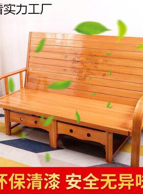 折叠沙床两发用动VJM双人用临时实木午休活家床单人简易竹床椅