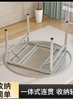 新EUK款商用特厚不锈钢桌子可叠免折安装大桌摊家用圆吃饭摆折叠