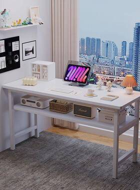 电脑桌式NVV卧台室简约家用户办公长条桌小墙型靠窄书桌学习写字