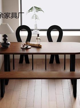 法中古风实木岛台PSC餐椅家用桌小户型靠墙半圆饭桌洽谈接形待式