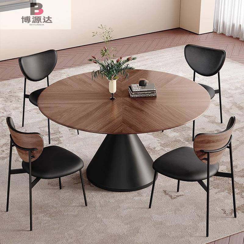 复古实木圆形餐桌古风胡桃木拼花餐桌椅组LMO简圆合小户型风家用,商业/办公家具,餐桌椅系列,淘宝优惠券,粉丝福利购,淘宝优惠卷