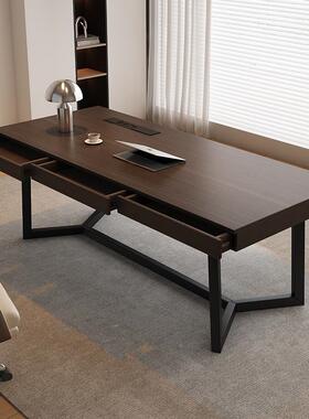 4I意式简全实木书桌椅组合现UNM代简极约家办用卧室书房写台字公