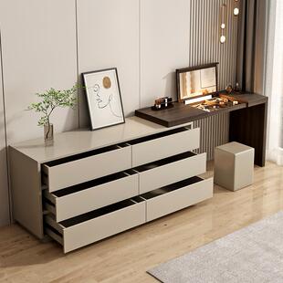 W8实木梳妆台室简柜约现代化妆卧桌镜CGC斗柜翻盖一体可伸缩转角