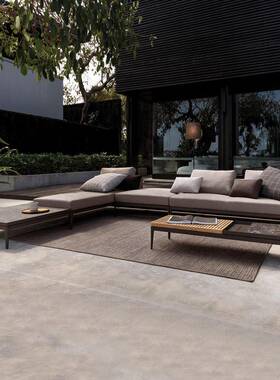 防美式户外沙酒发科技布庭院柚木室外露天民宿店角水铝合4785金转