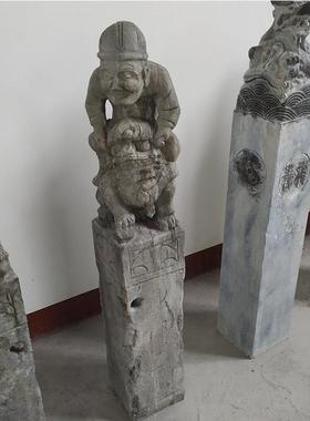 石青石仿SMZ20042古旧雕拴马桩庭院装饰石做雕拴马桩