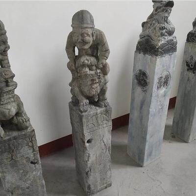 石青石仿SMZ20042古旧雕拴马桩庭院装饰石做雕拴马桩