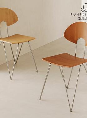 红简实木15299椅子网餐桌极椅复古感靠背餐椅家用书桌设计师中古风