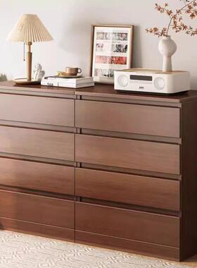 五斗柜家用卧室靠储墙屉实ONY木色新中式柜主卧床尾物轻奢柜现代抽J&