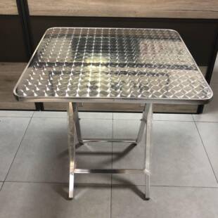 不锈圆子桌折叠桌家用吃饭桌0085简约户外摆摊便携方钢桌铝脚工业