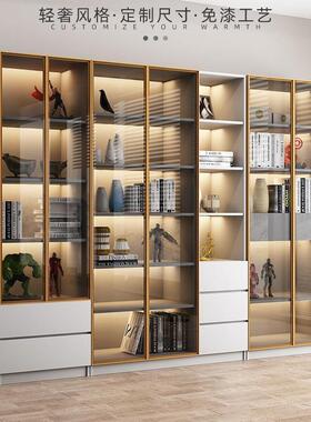 实木柜UXT带玻璃门书架代简约置物架落书地组合物现展示储柜轻奢