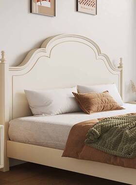 美式白色实木床现代简约1.8米法式双人主卧高箱储物公主女孩床