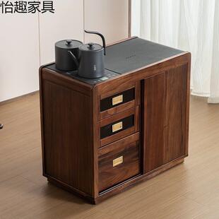 泡茶胡桌边柜厅台茶台侧边阳几桃木移动茶FOG水柜家用烧水壶一客