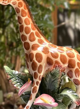 陶瓷动物家居饰品摆设长颈鹿东南亚风格工艺品客厅摆件新中式礼品