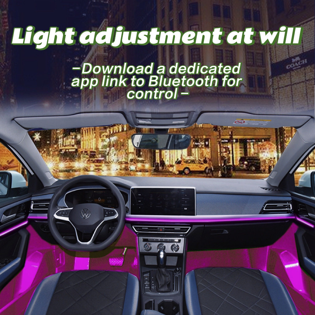 汽车LED氛围灯64色亚克力条全彩RGB汽车内饰隐藏APP控制氛围灯