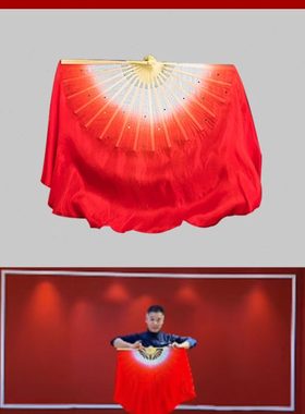 江山舞蹈扇子高先玉同款双面真丝大红色广场舞专用舞蹈演出大扇子